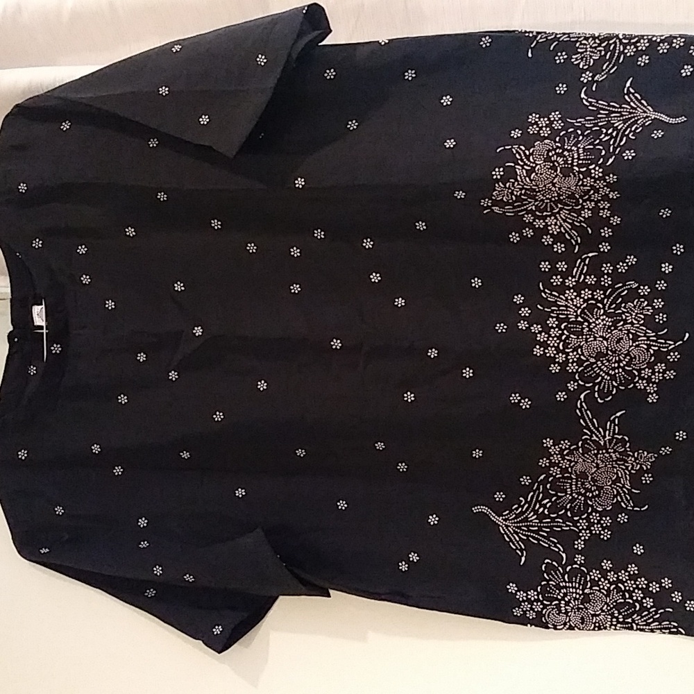 Vintage 80's K.B.Lawrence black print blouse